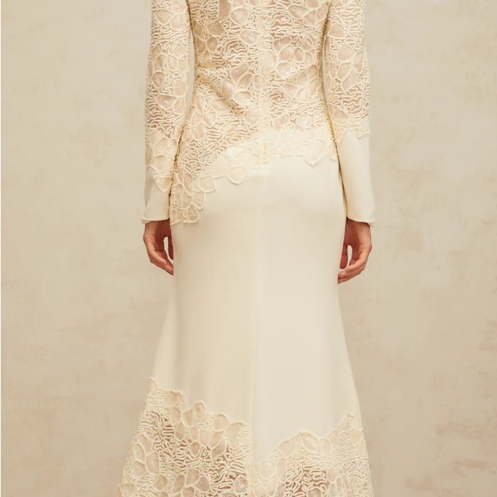 Chic Cream Lace Long Sleeve Dress